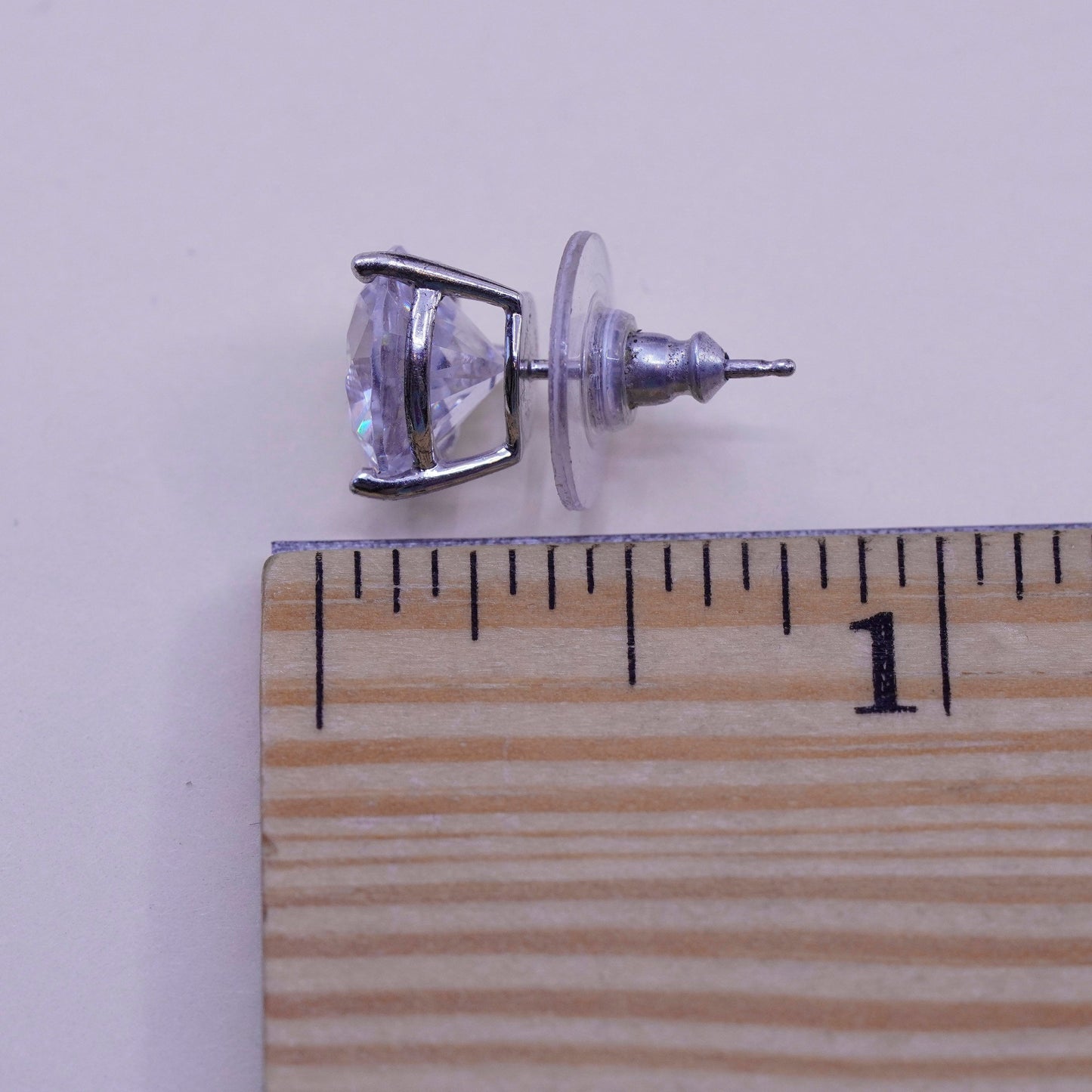 10mm, Vintage sterling silver genuine cz studs, fashion minimalist earrings