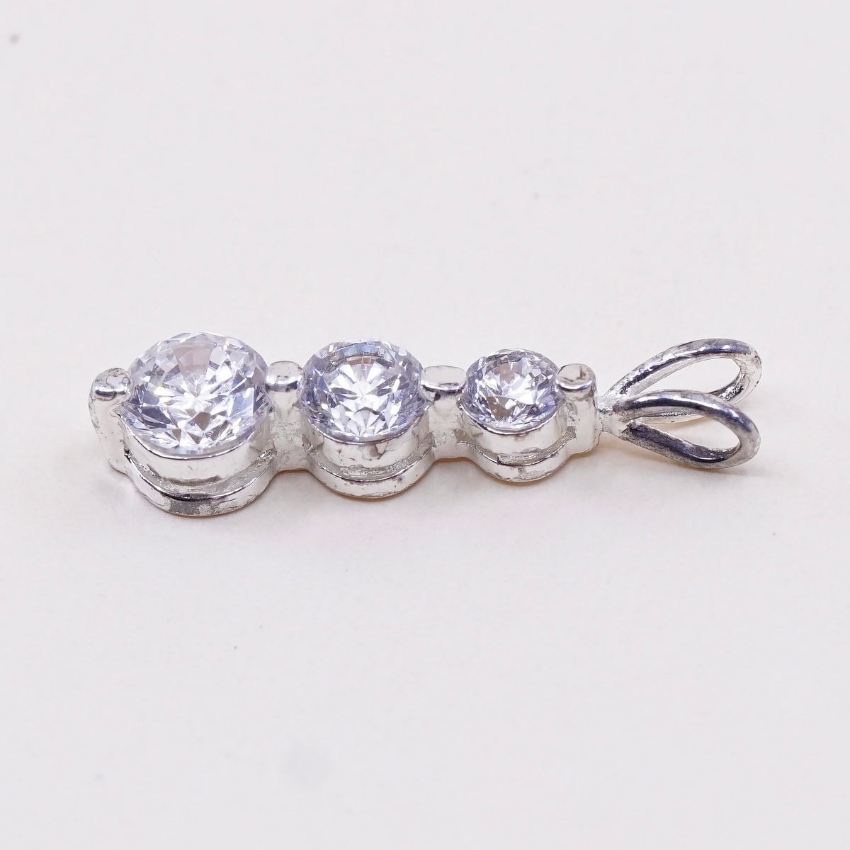 Vintage sterling silver cz crystal pendant, 925 pendant