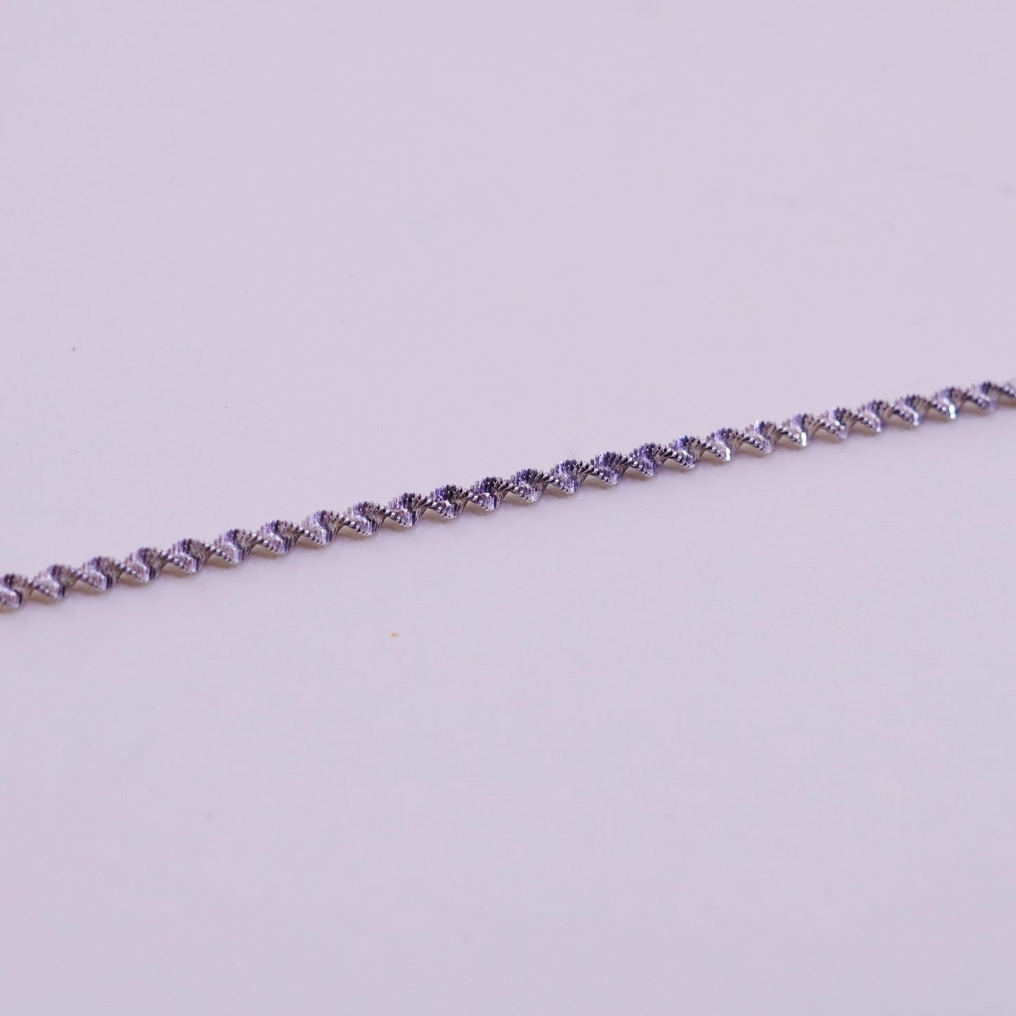 6.75”, 3mm, Vintage sterling silver bracelet, 925 twisted herringbone chain