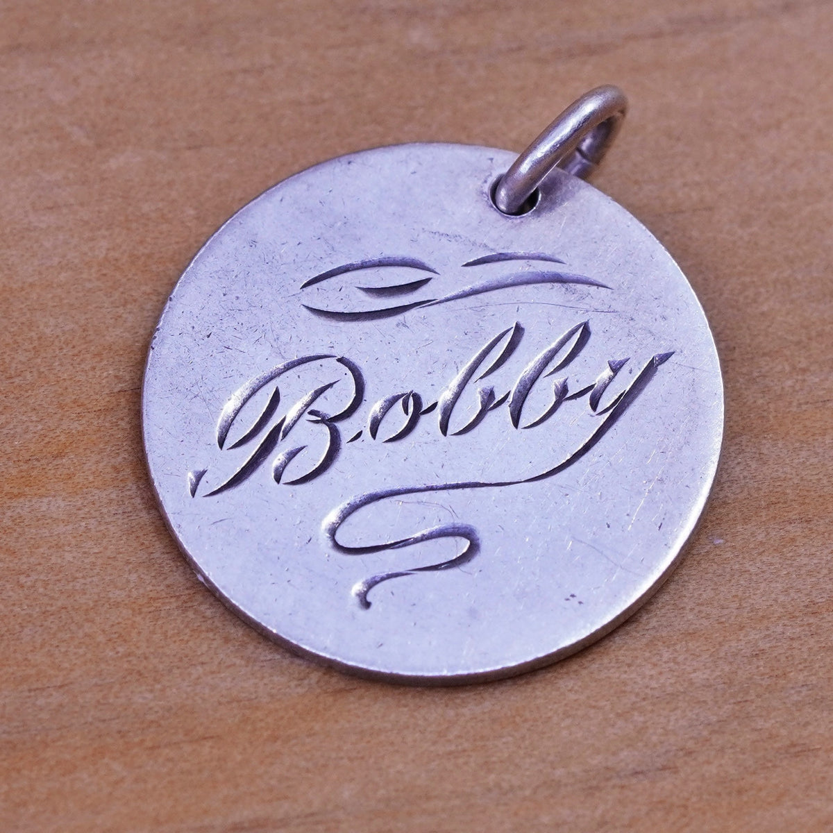 Vintage Sterling silver handmade pendant, 925 tag with name “Bobby” and 9.16.50