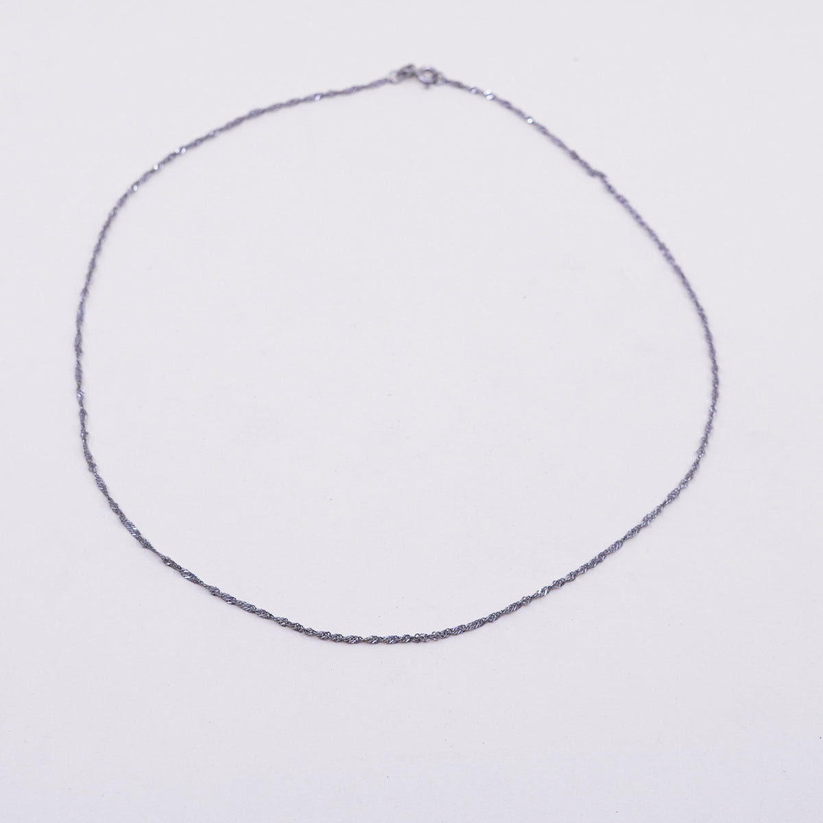 18”, 1mm, Vintage sterling silver Italy 925 silver twisted curb chain, necklace