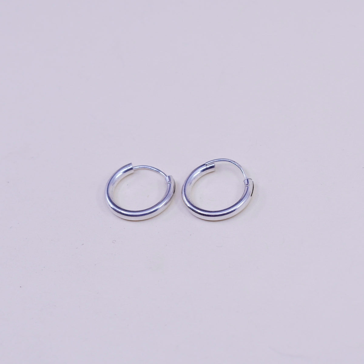 0.5", Vintage sterling silver loop earrings, fashion minimalist, fine 925 silver hoops