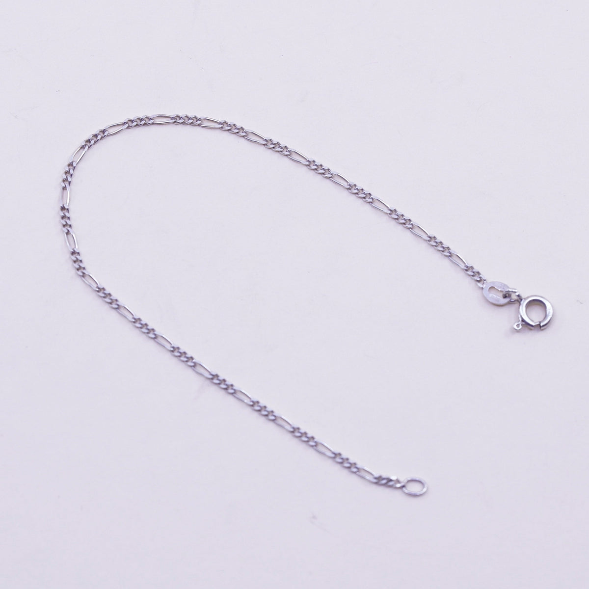 7.25”, 2mm, Vintage sterling 925 silver bracelet, italy men’s figaro chain