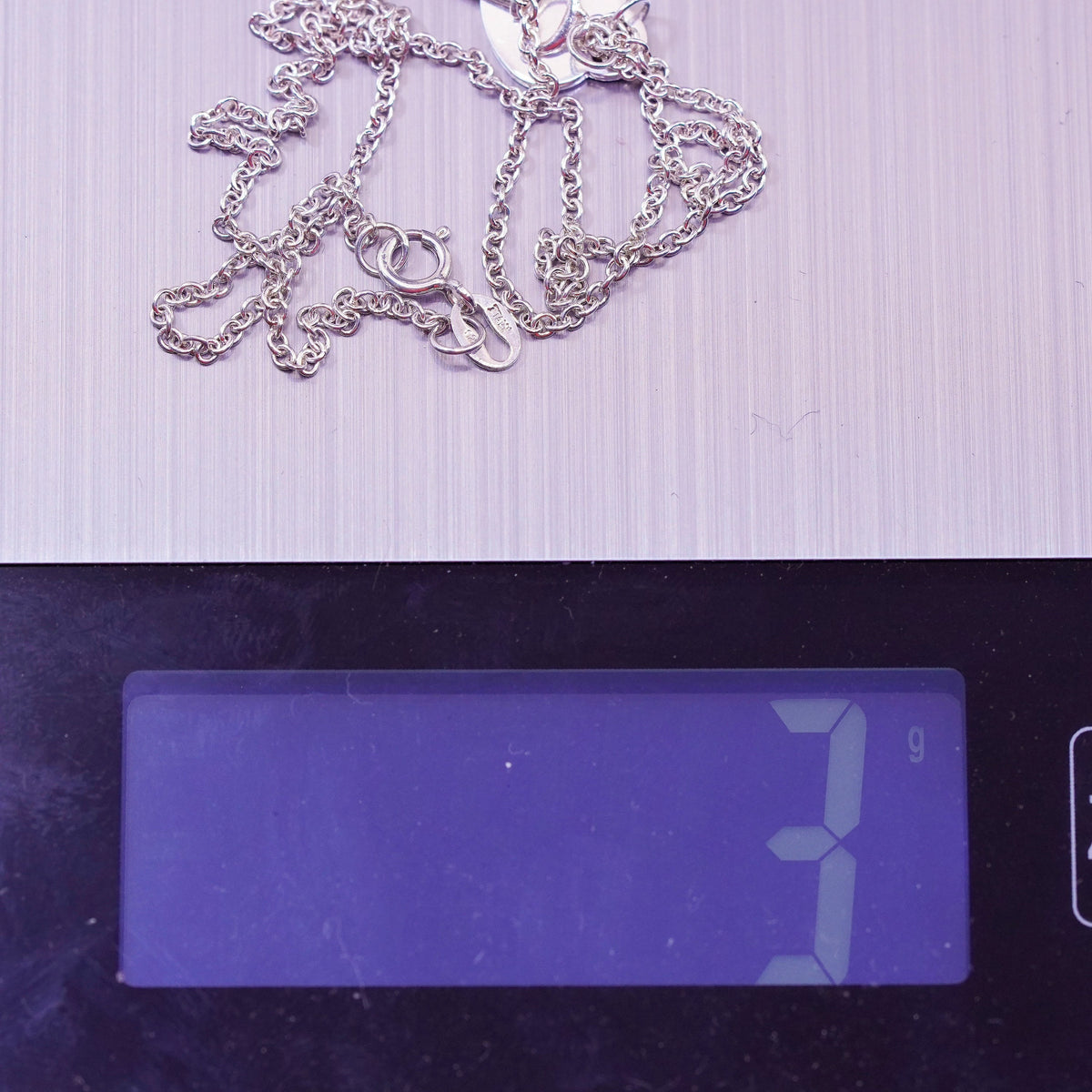 16”, vtg sterling silver handmade necklace, 925 circle chain heart key Pendant