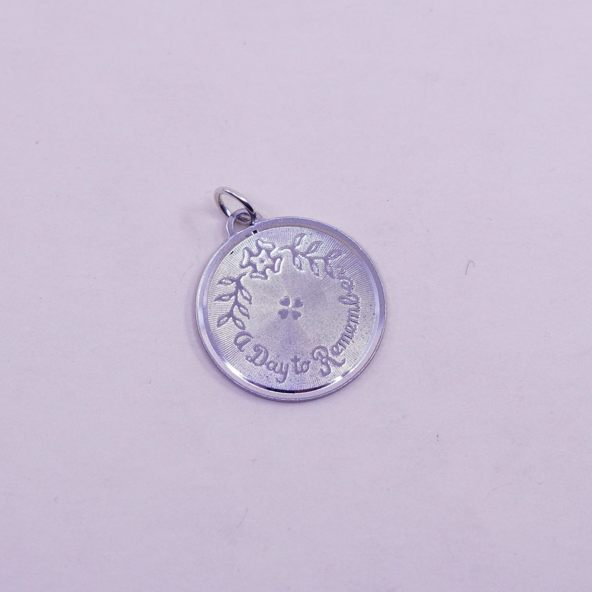 Vintage sterling 925 silver handmade pendant, “a day to remember” tag charm