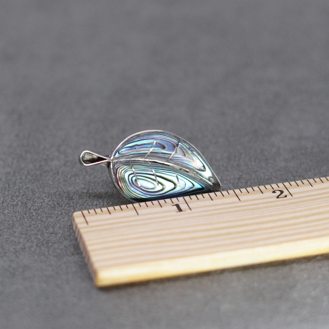Vintage PA Sterling 925 silver handmade screw back earrings w/ abalone leaf