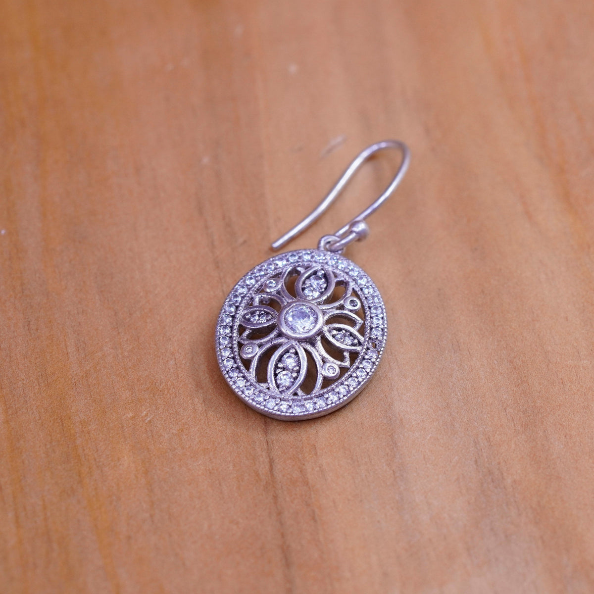 Vintage IBB Sterling silver earrings, 925 drops with cluster Cz Around