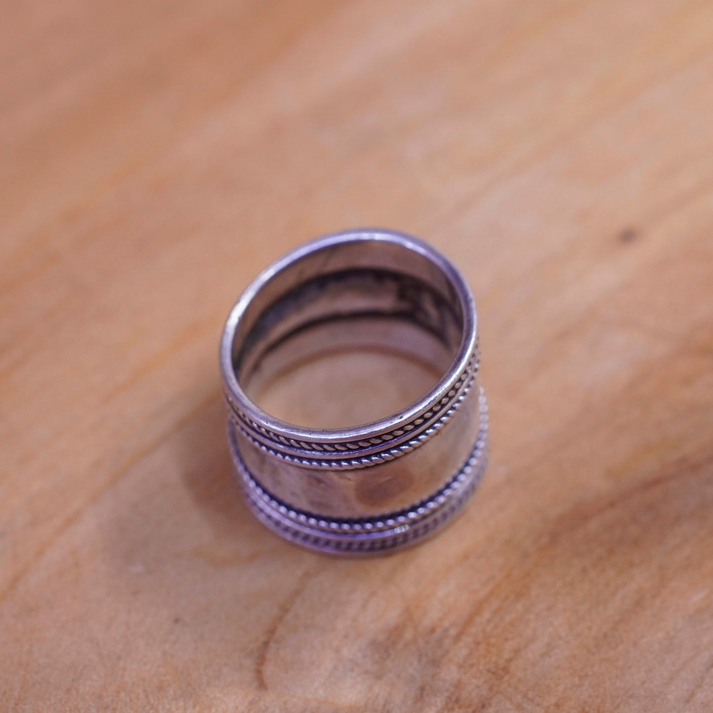 Size 4.5, vintage Sterling silver handmade ring, 925 cable wide band
