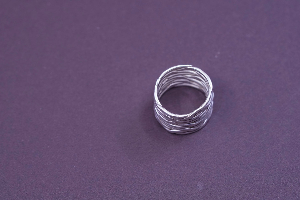 Size 5, vintage Sterling silver handmade wired ring, 925 band