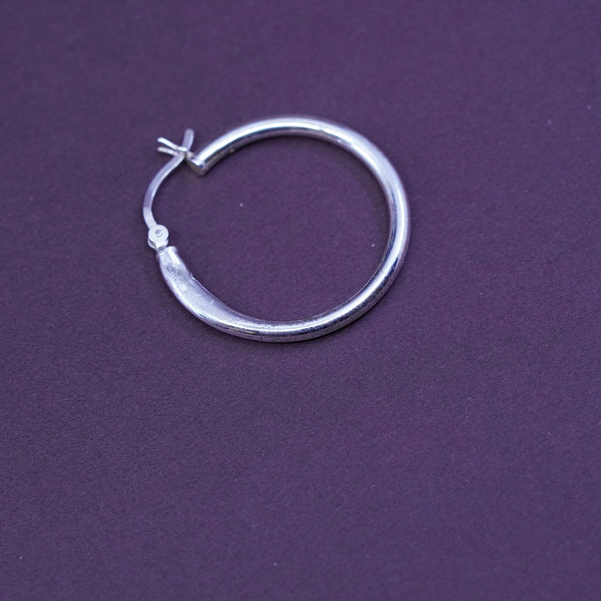 1”, Vintage Sterling silver handmade earrings, 925 silver hoops