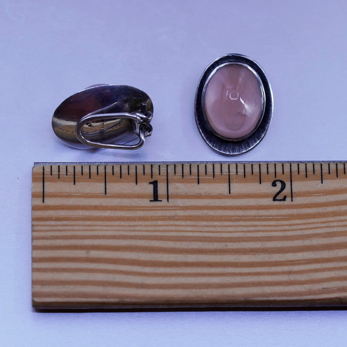 Native Wilbur Wauneka Navajo Sterling 925 silver earrings, clip on rose quartz