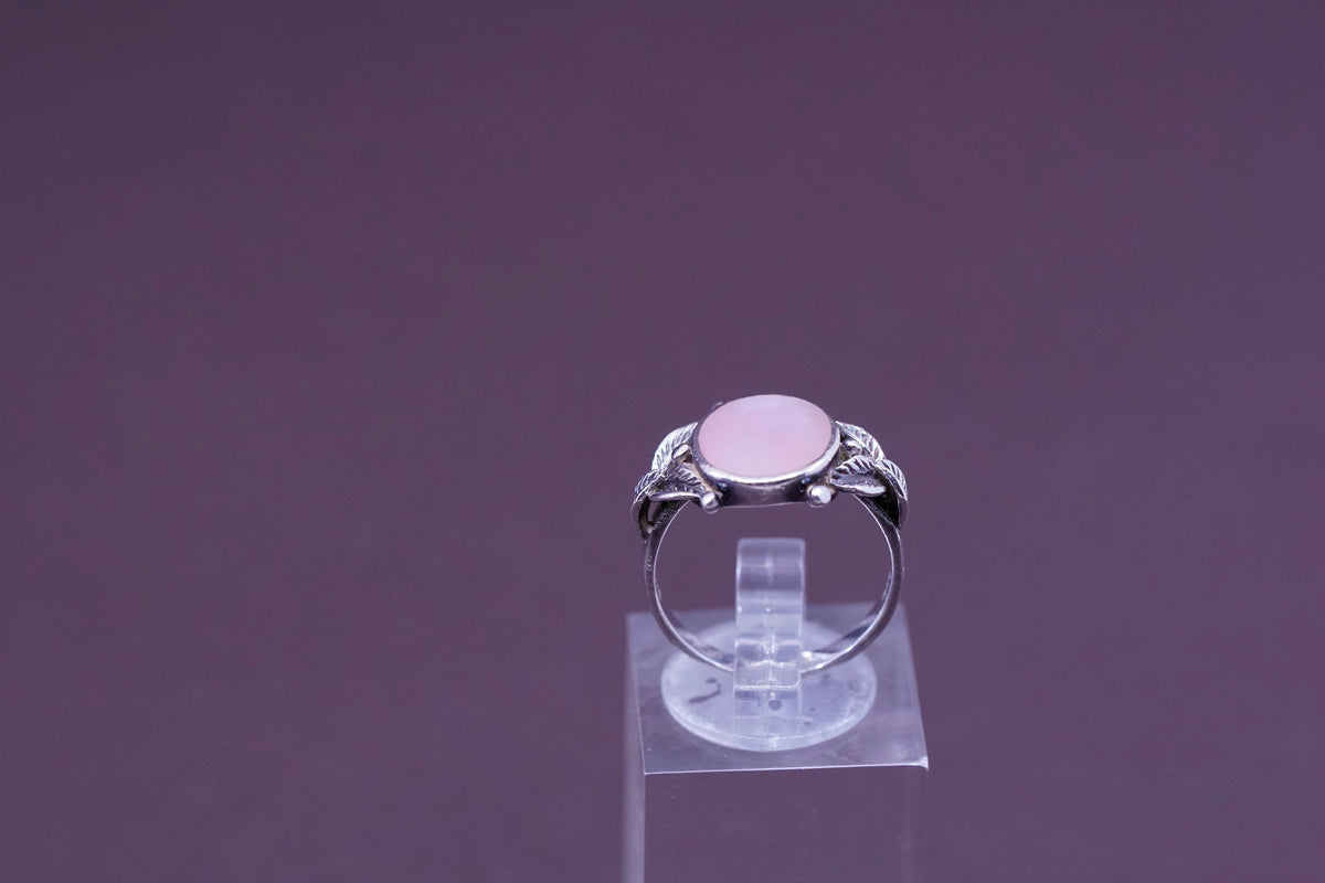 sz 6, Native American navajo Sterling 925 silver Pat Platero ring with pink mop