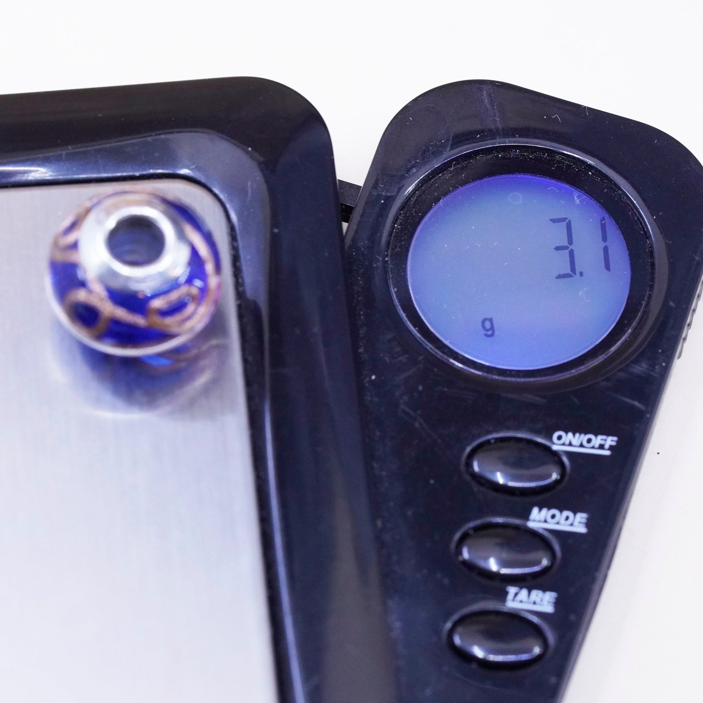 Vintage handmade blue Murano glass bead Sterling 925 silver charm
