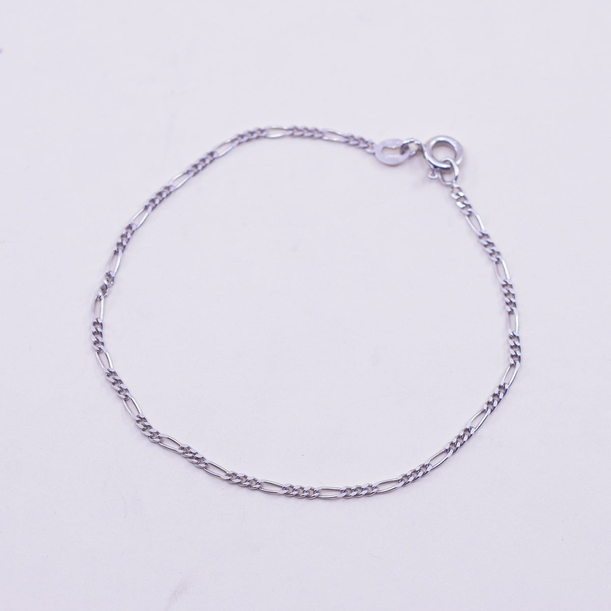 7.25”, 2mm, Vintage sterling 925 silver bracelet, italy men’s figaro chain