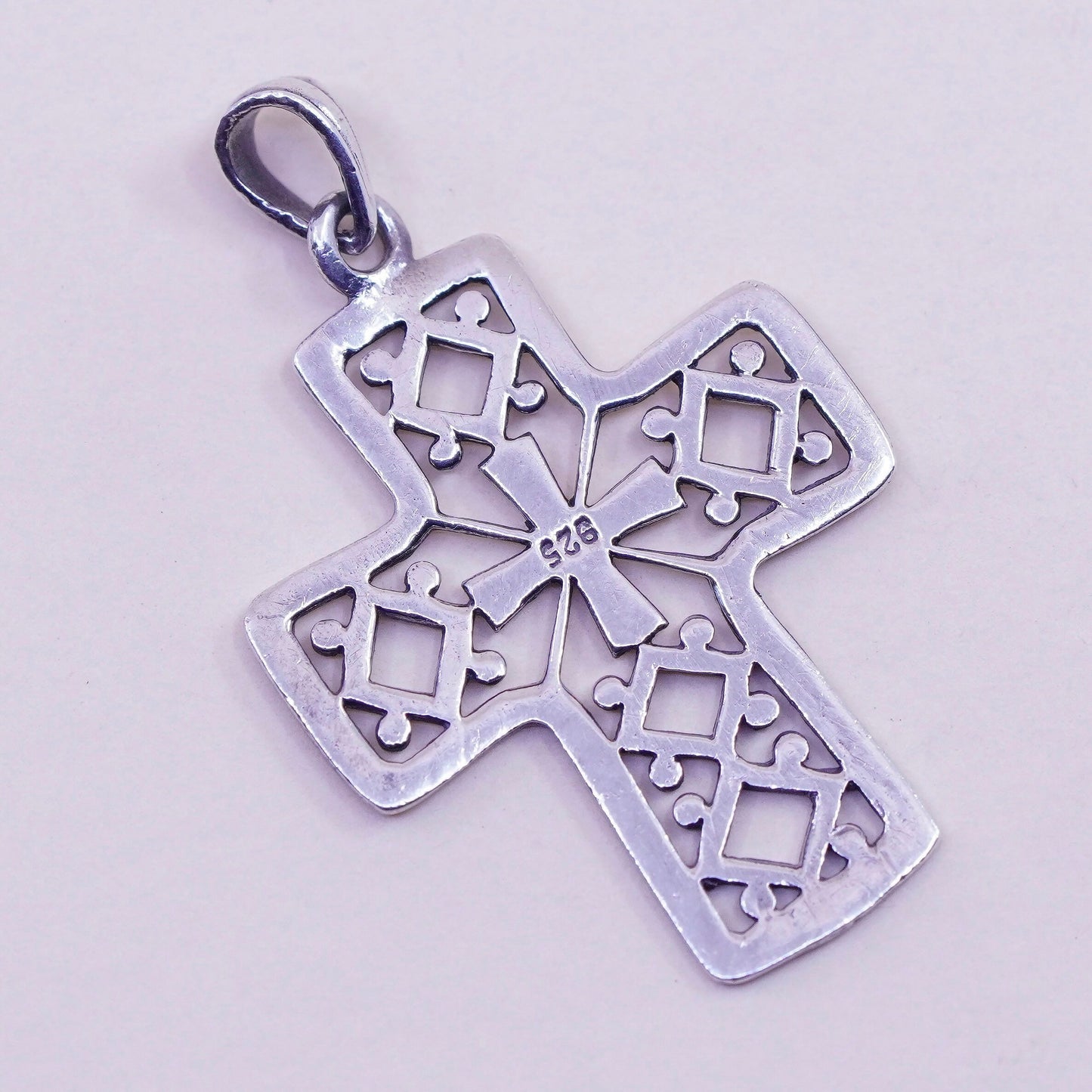 Vintage handmade Sterling silver pendant, 925 filigree cross