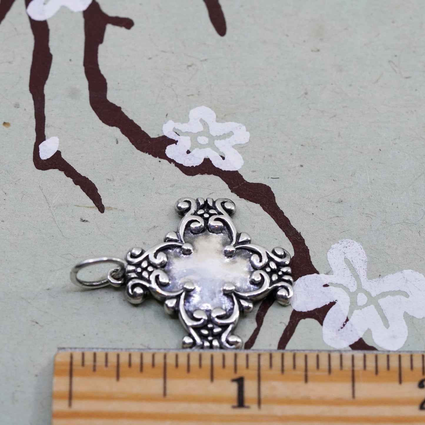 Vintage Sterling silver handmade charm, 925 Jerusalem cross pendant