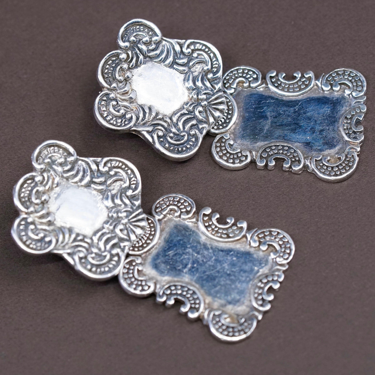 Vintage Sterling silver handmade earrings, 925 Filigree teardrop beads drops