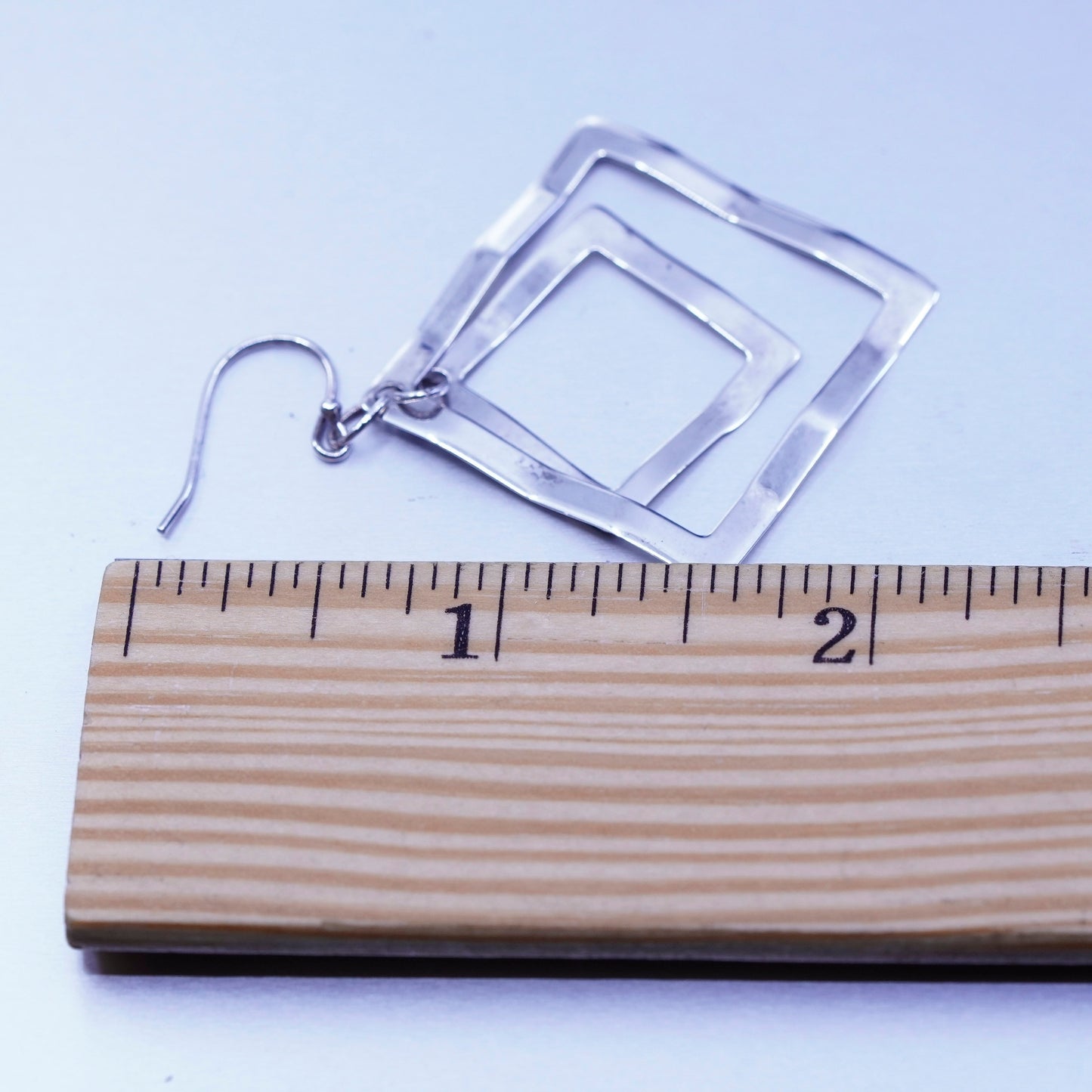 Vintage Sterling 925 silver handmade square earrings