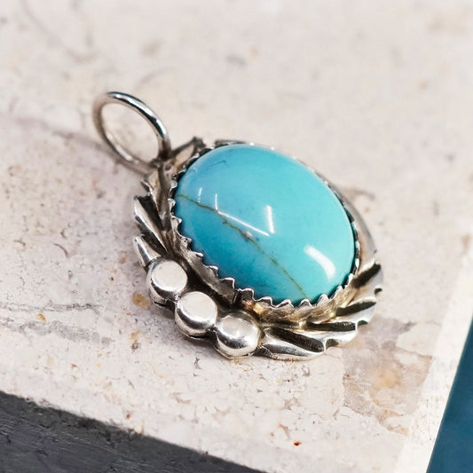 Vintage Native American navajo Sterling 925 silver handmade pendant turquoise