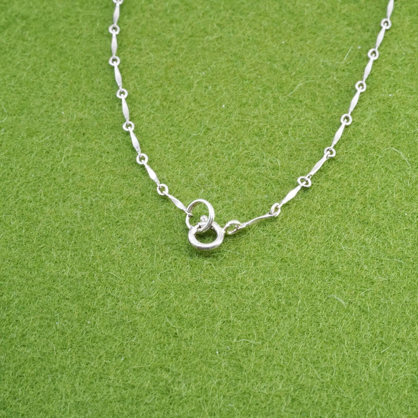 16”, Sterling silver handmade necklace, 925 bone link chain with obsidian beads