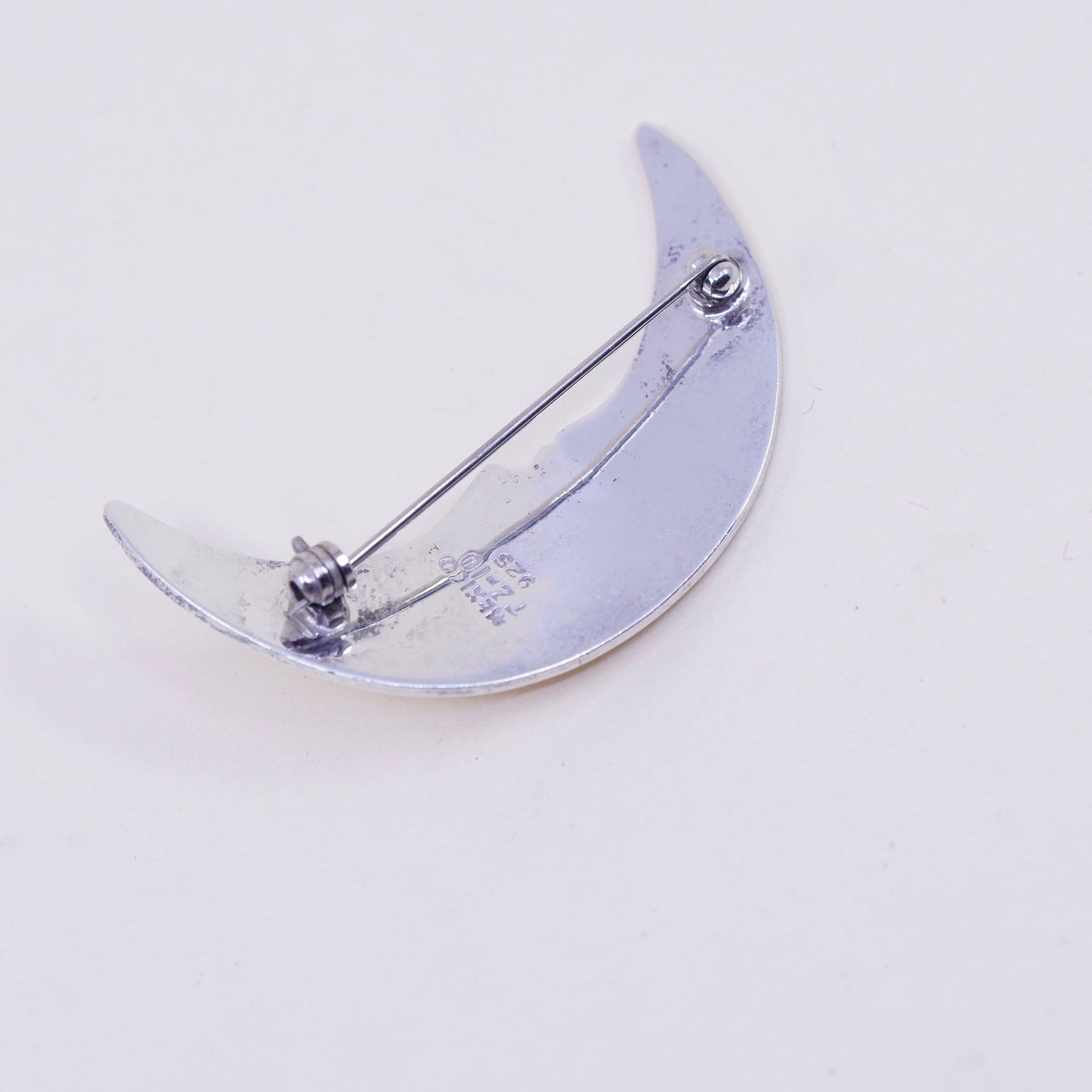 Vintage sterling silver handmade moon face, 925 handmade brooch, antique