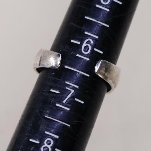 Size 6.5, Vtg Sterling Silver handmade open end Ring. 925 Flower Band
