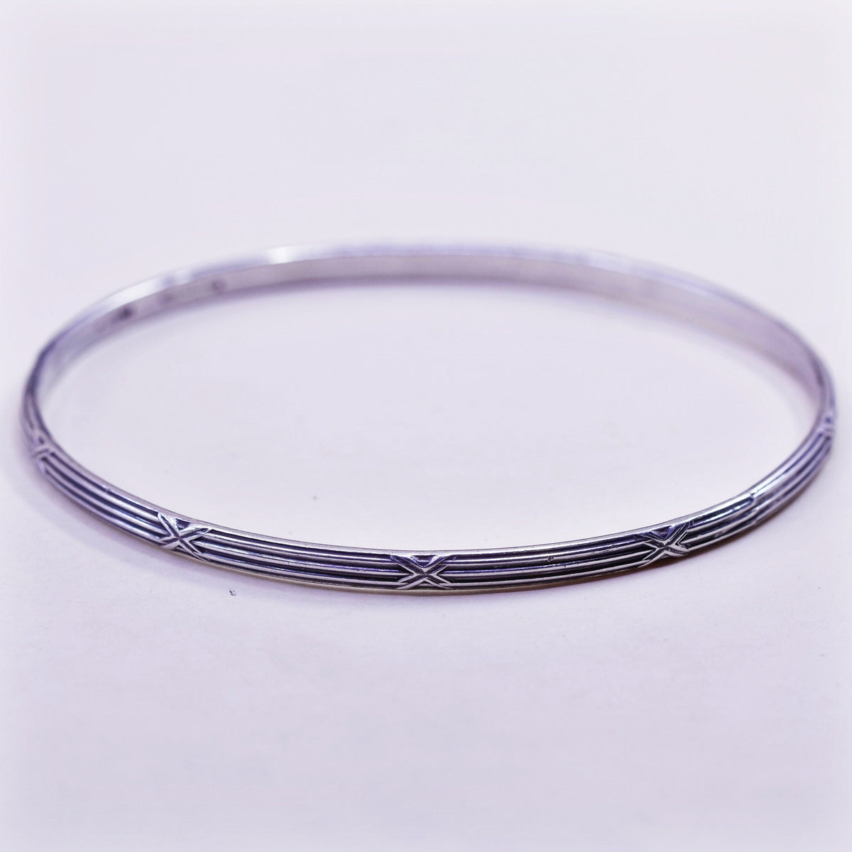 8”, vtg Guglielmo CINI sterling 925 silver handmade textured bracelet, bangle