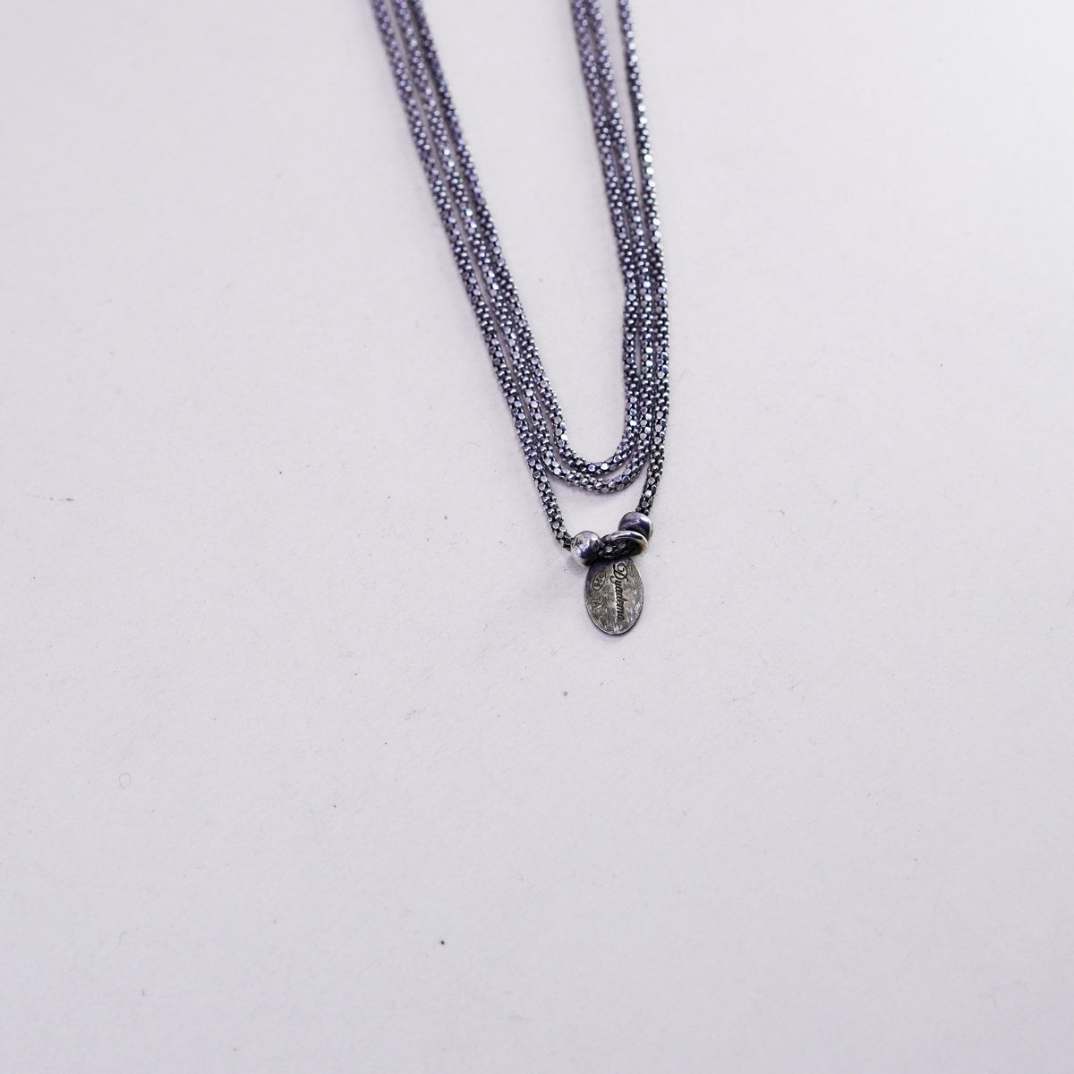 26”, Dyadema Sterling 925 Silver Forget Me Knot Popcorn triple strands Necklace