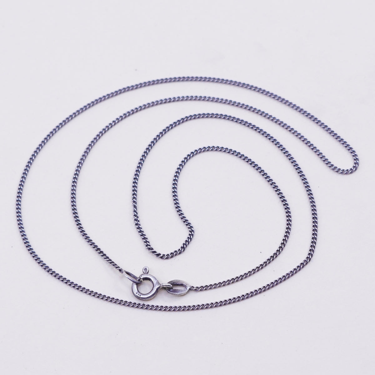 18”, 1mm, italy sterling silver handmade necklace, 925 curb chain