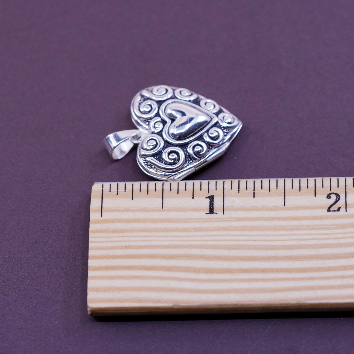 Sterling silver handmade pendant, 925 heart photo locket, love, courage