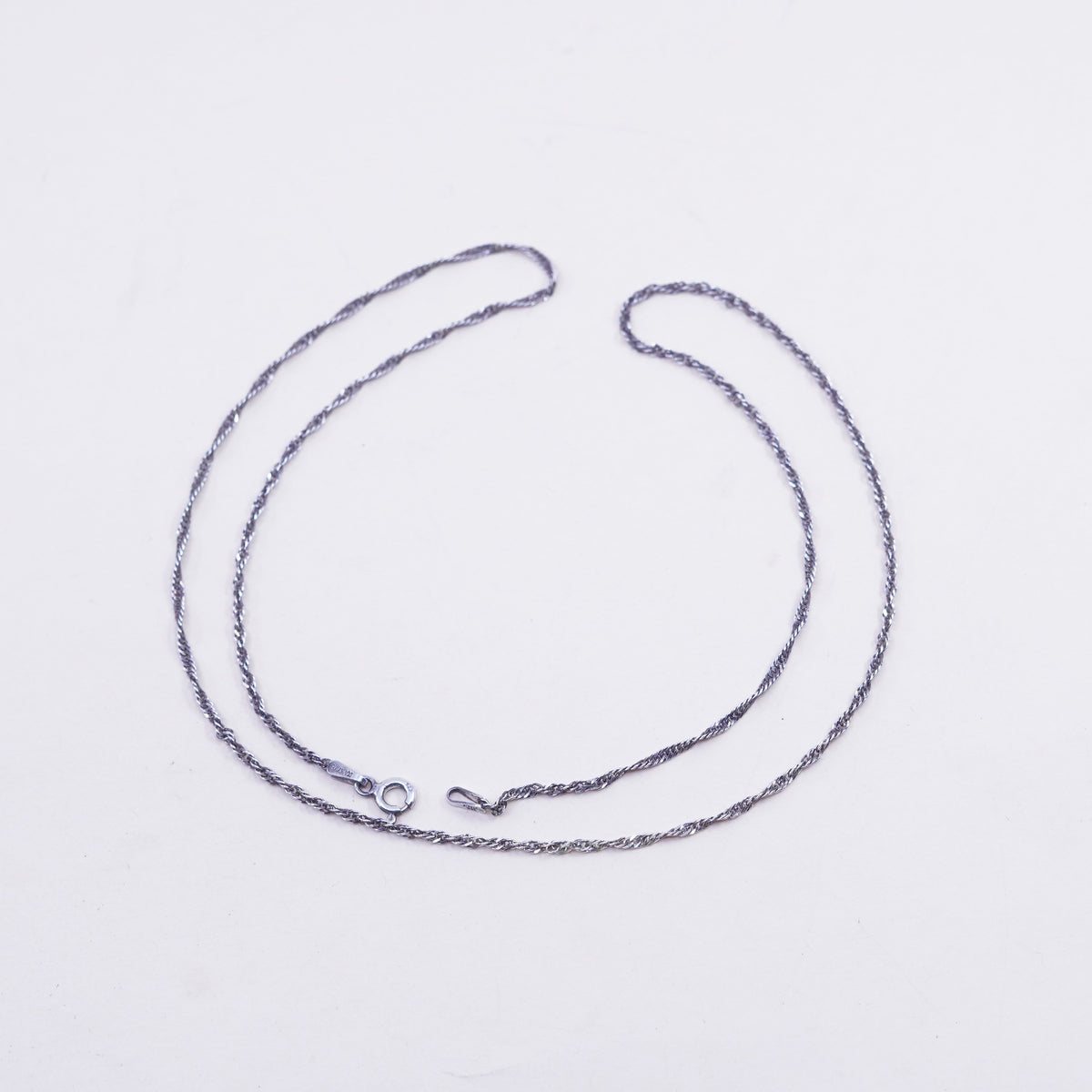 20” 1.6mm, vintage sterling silver necklace, 925 Singapore rope chain