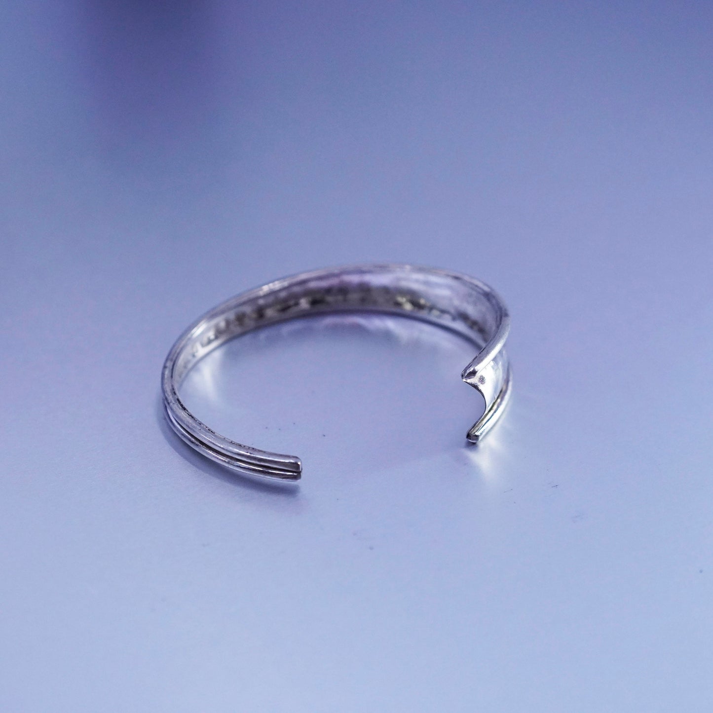 6.25”, Vintage Sterling 925 silver handmade bracelet, hammered textured cuff