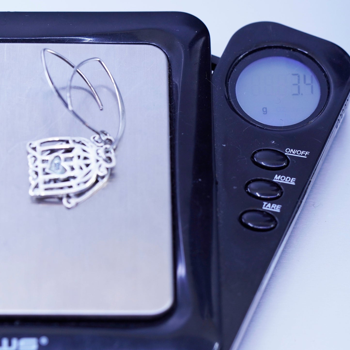 Vintage Sterling 925 silver handmade cage heart earrings