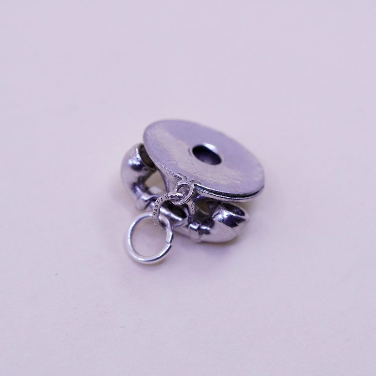 Vintage Sterling silver handmade pendant, 925 old fashion telephone charm