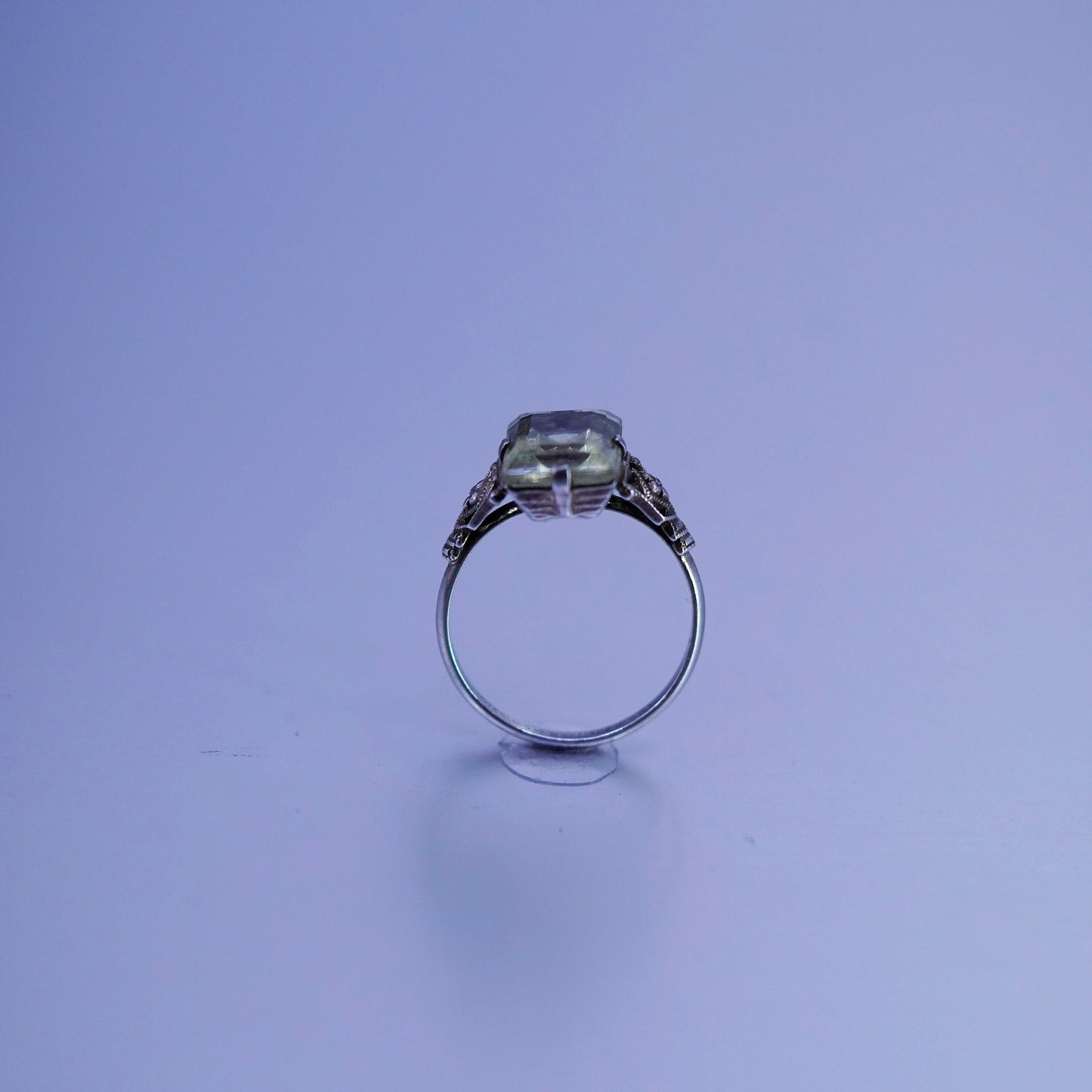 Size 7, vintage USA Sterling 925 silver handmade ring with citrine