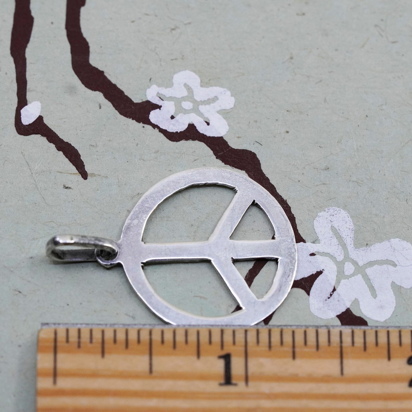 Vintage Sterling silver handmade pendant, 925 peace symbol, CND symbol