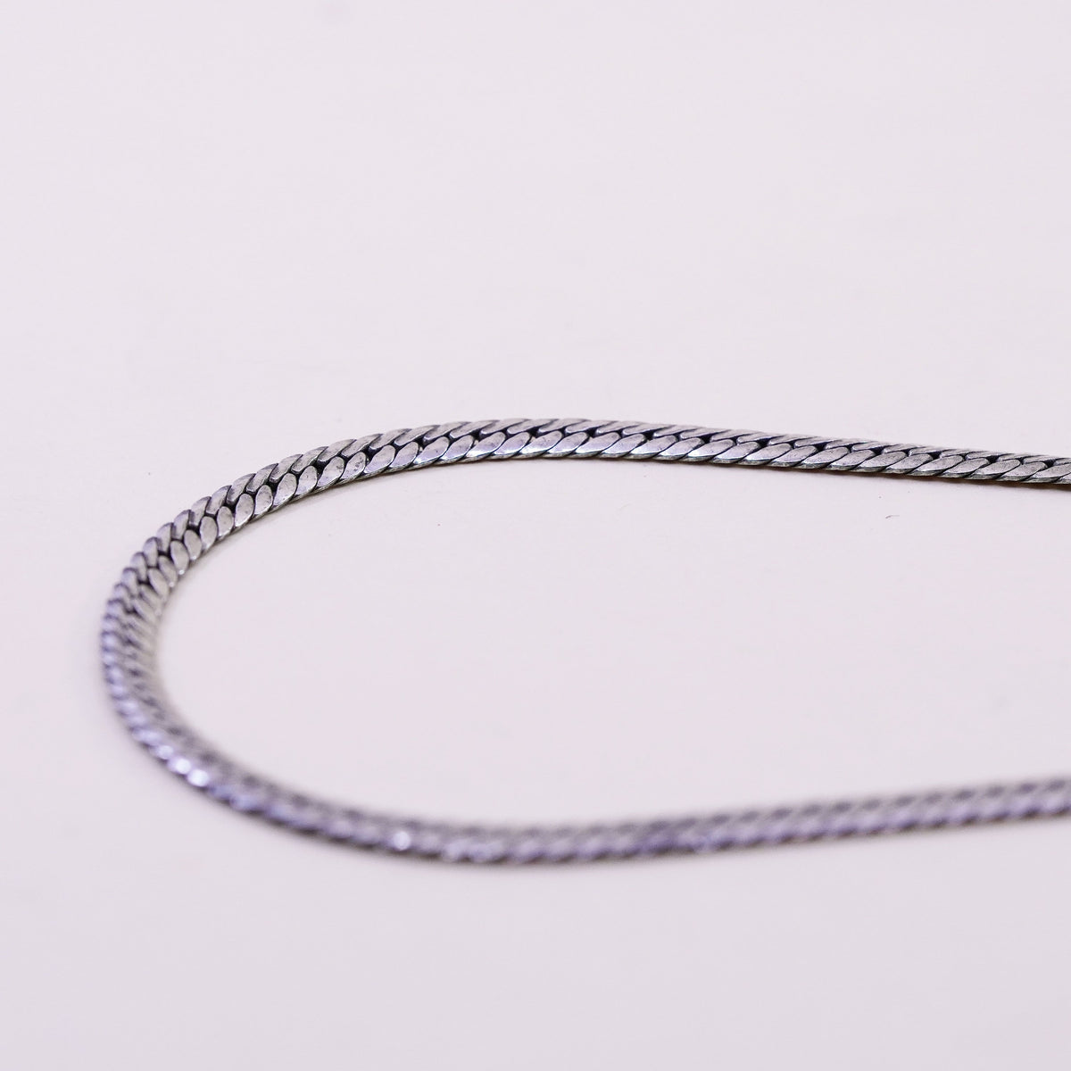 9”, 4mm, Vintage sterling silver flatten nugget bracelet, 925 chain anklet