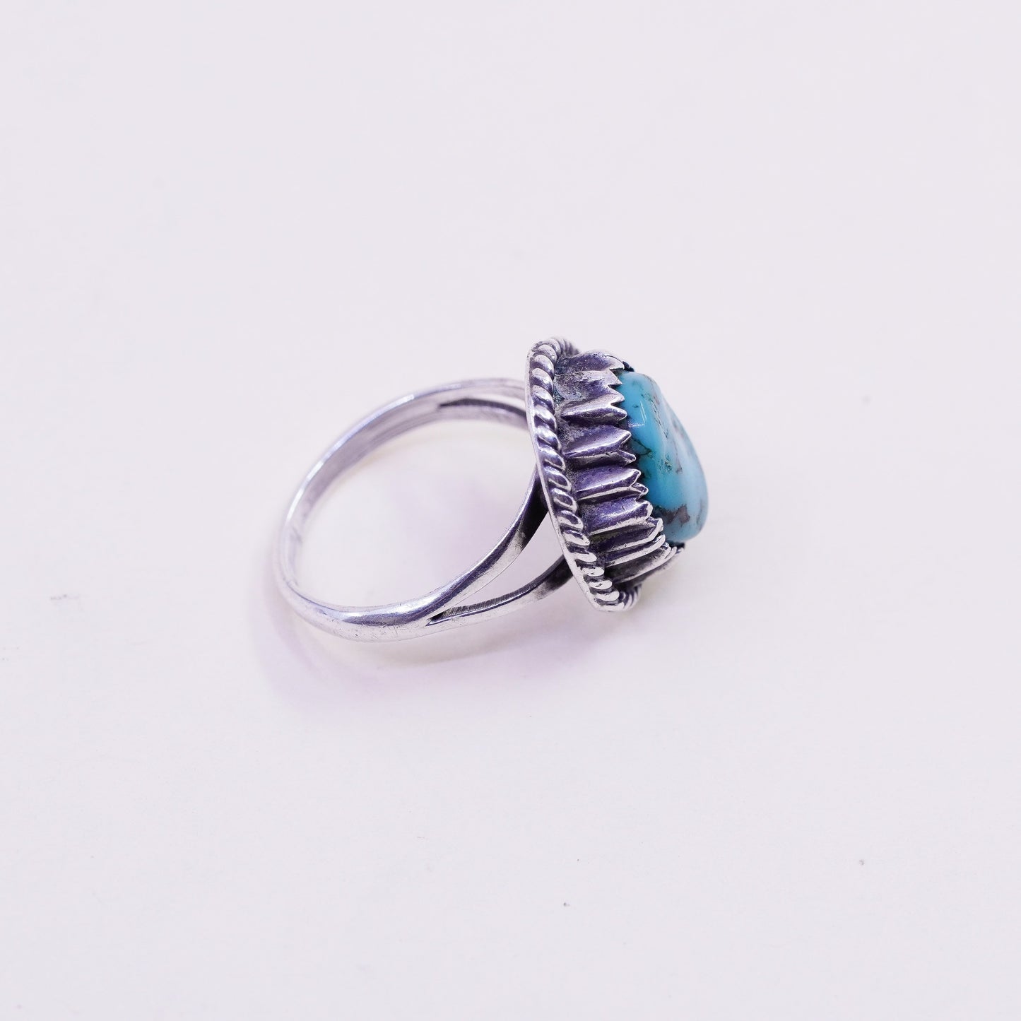 Size 4, Native American sterling silver ring, handmade 925 ring with turquoise