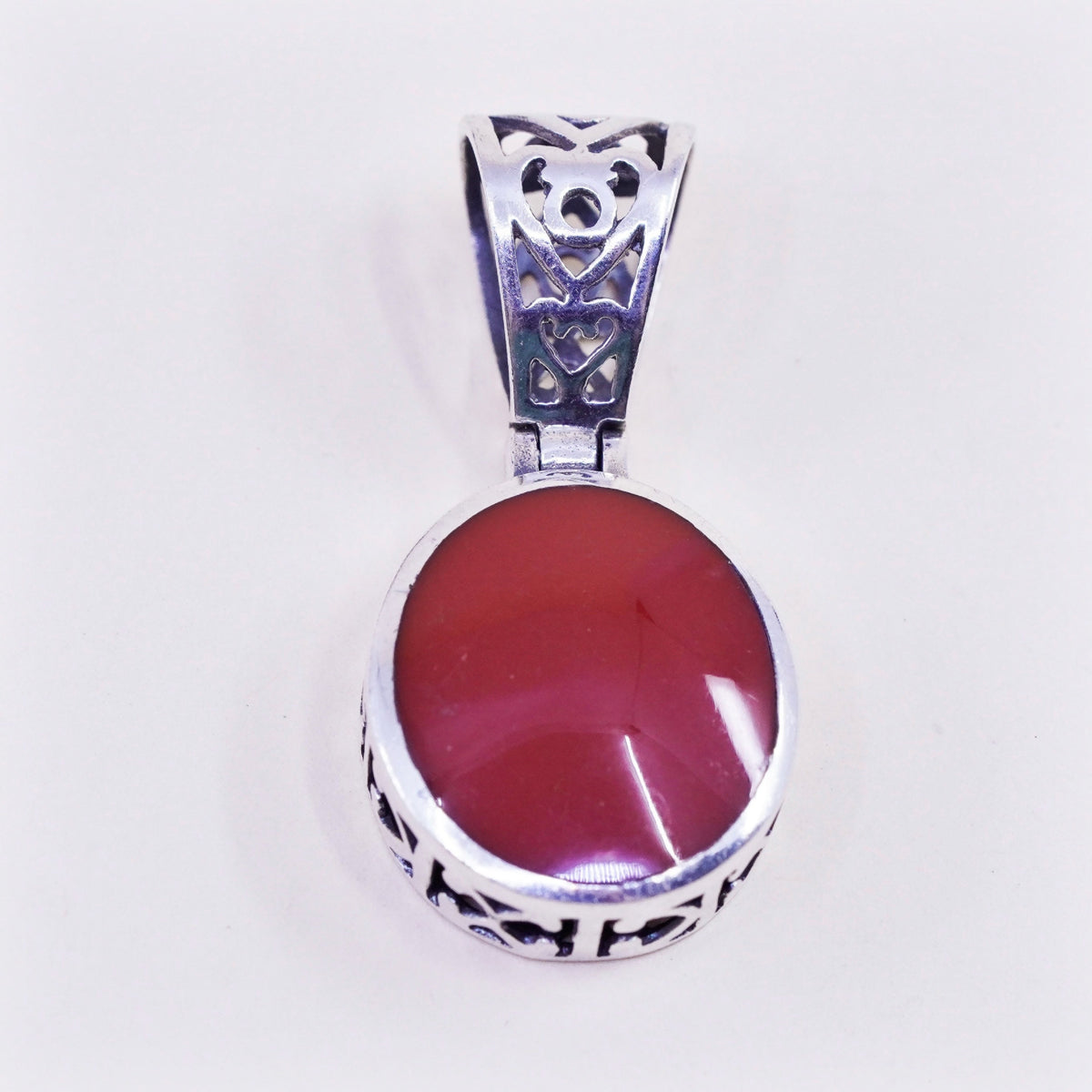 Silpada S1300sterling 925 silver handmade filigree pendant with red jasper