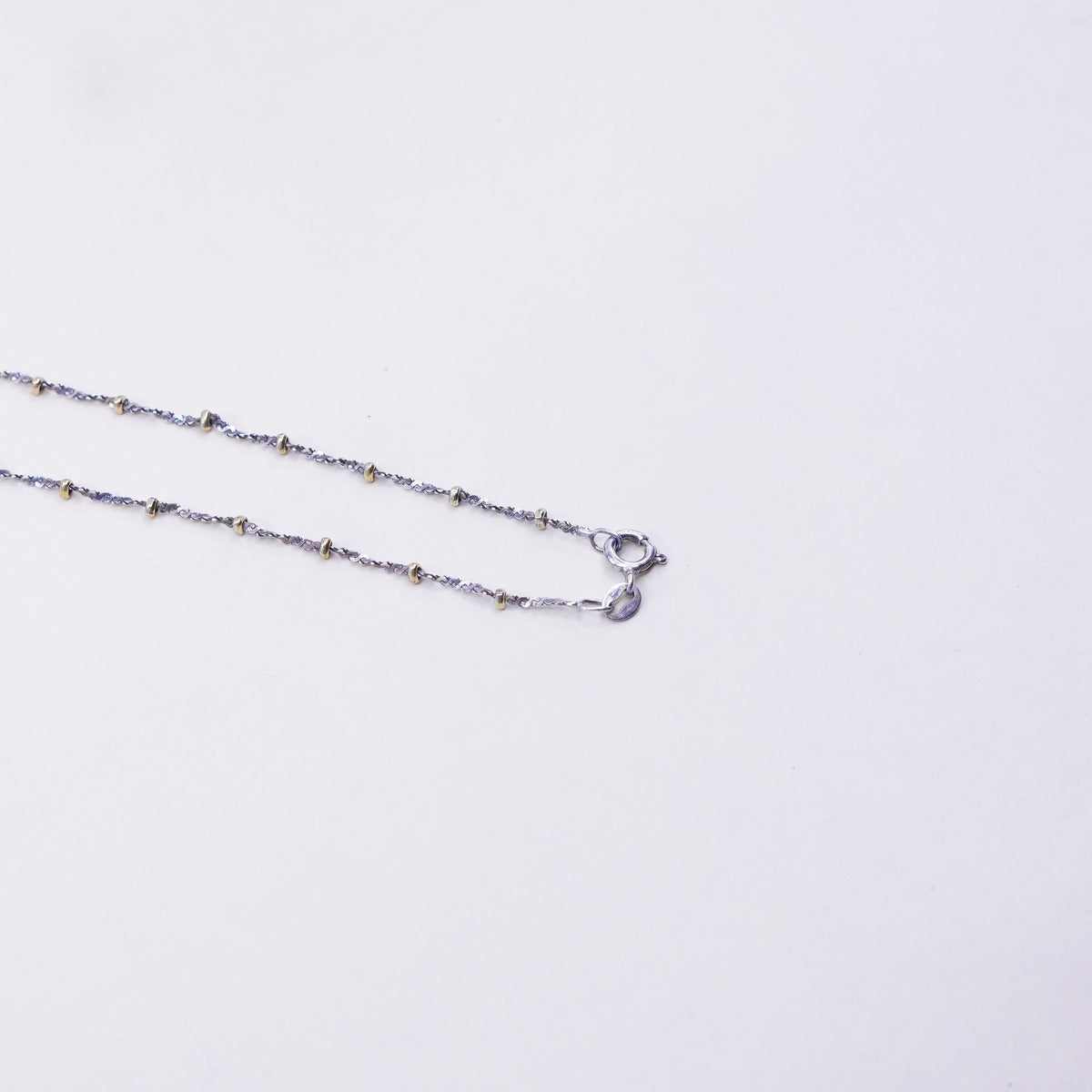 8.75”, Vintage 14K gold beads with twisted sterling 925 silver S chain bracelet