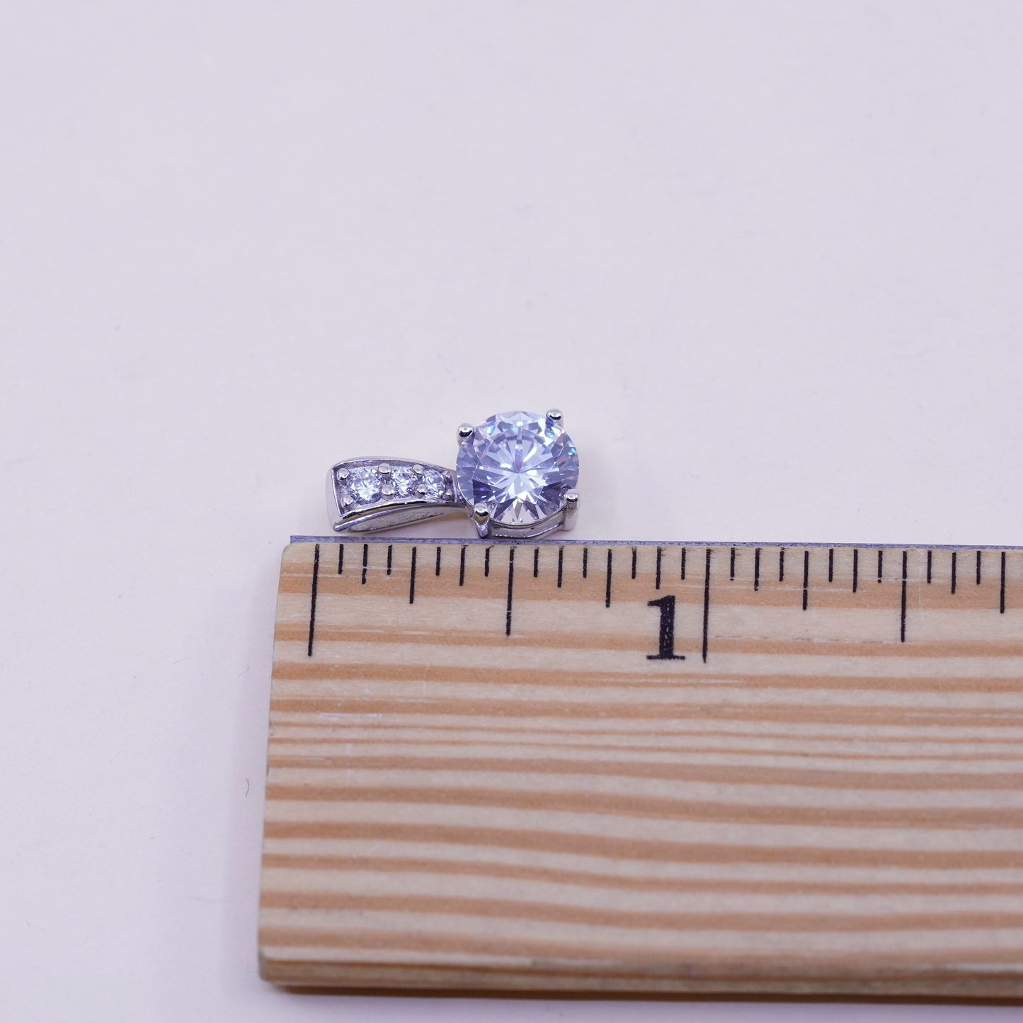 Vintage sterling 925 silver cz crystal charm pendant
