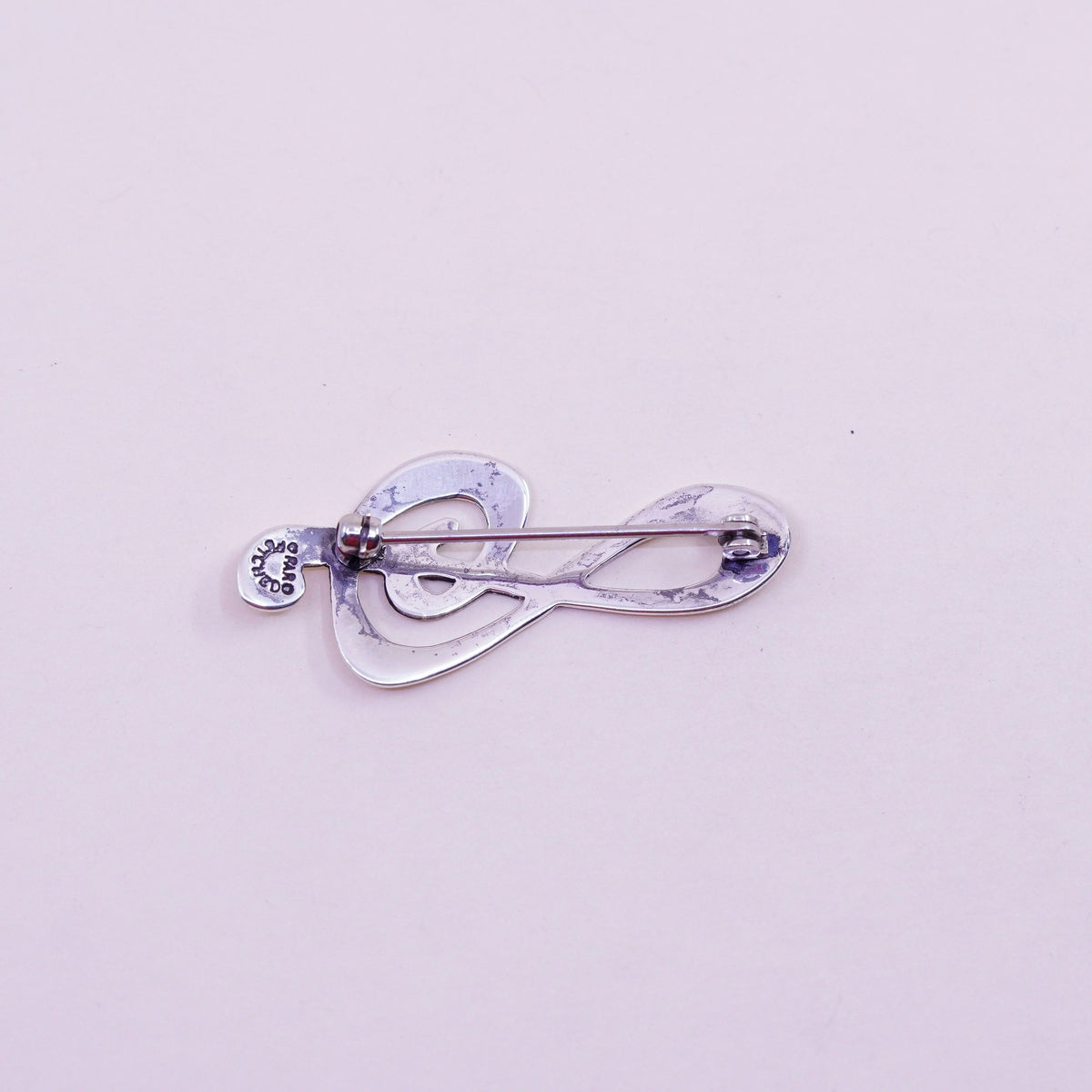Vintage far fetched sterling silver handmade brooch, 925 music symbol