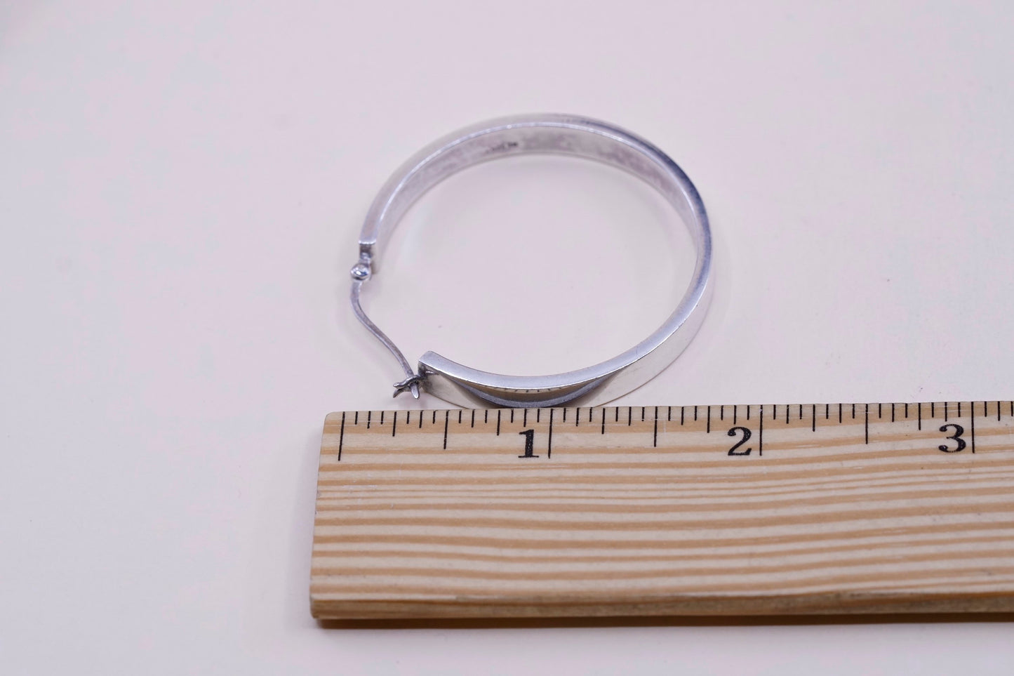 1.75”, Vintage sterling silver loop earrings, wide minimalist primitive hoops