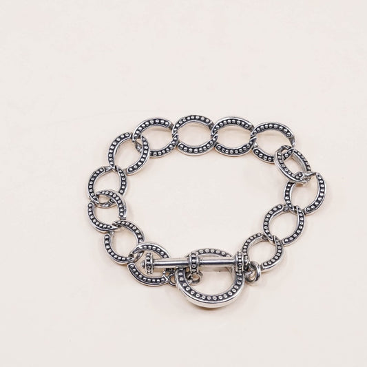 7", VTG sterling silver link bracelet, charm bracelet, 925 curb link chain