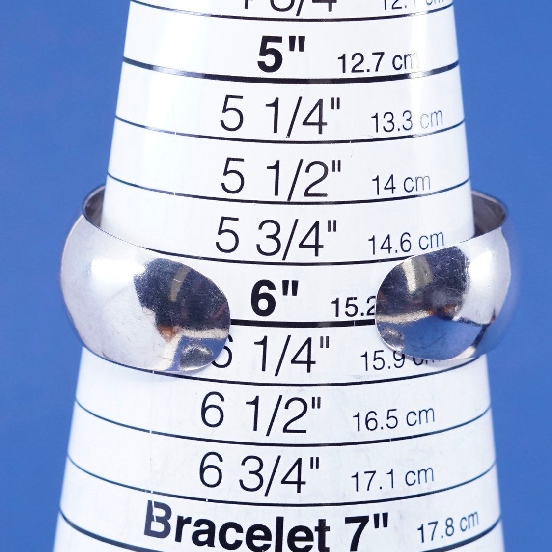 6", vtg Sterling silver handmade bracelet, modern polished 925 cuff