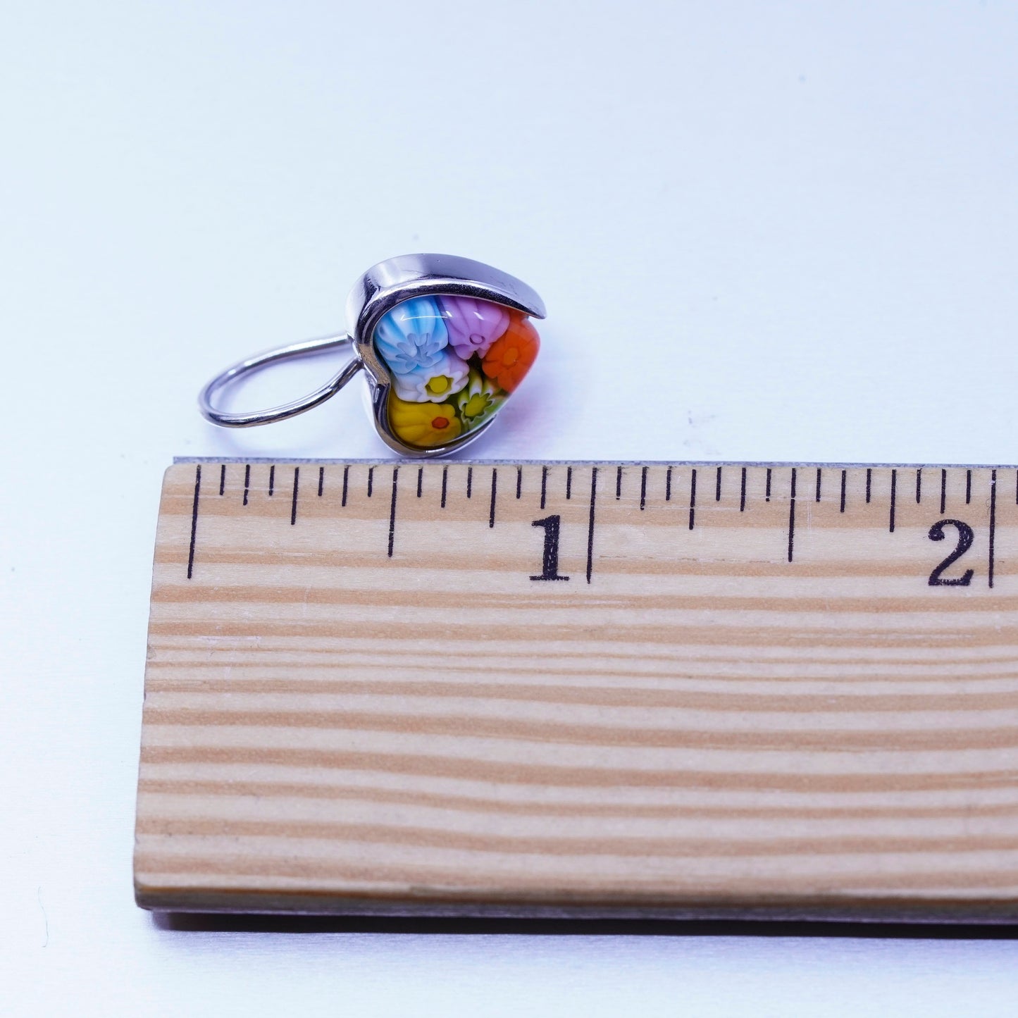 Italian Alan K sterling 925 silver earrings multiciori heart, murano glass