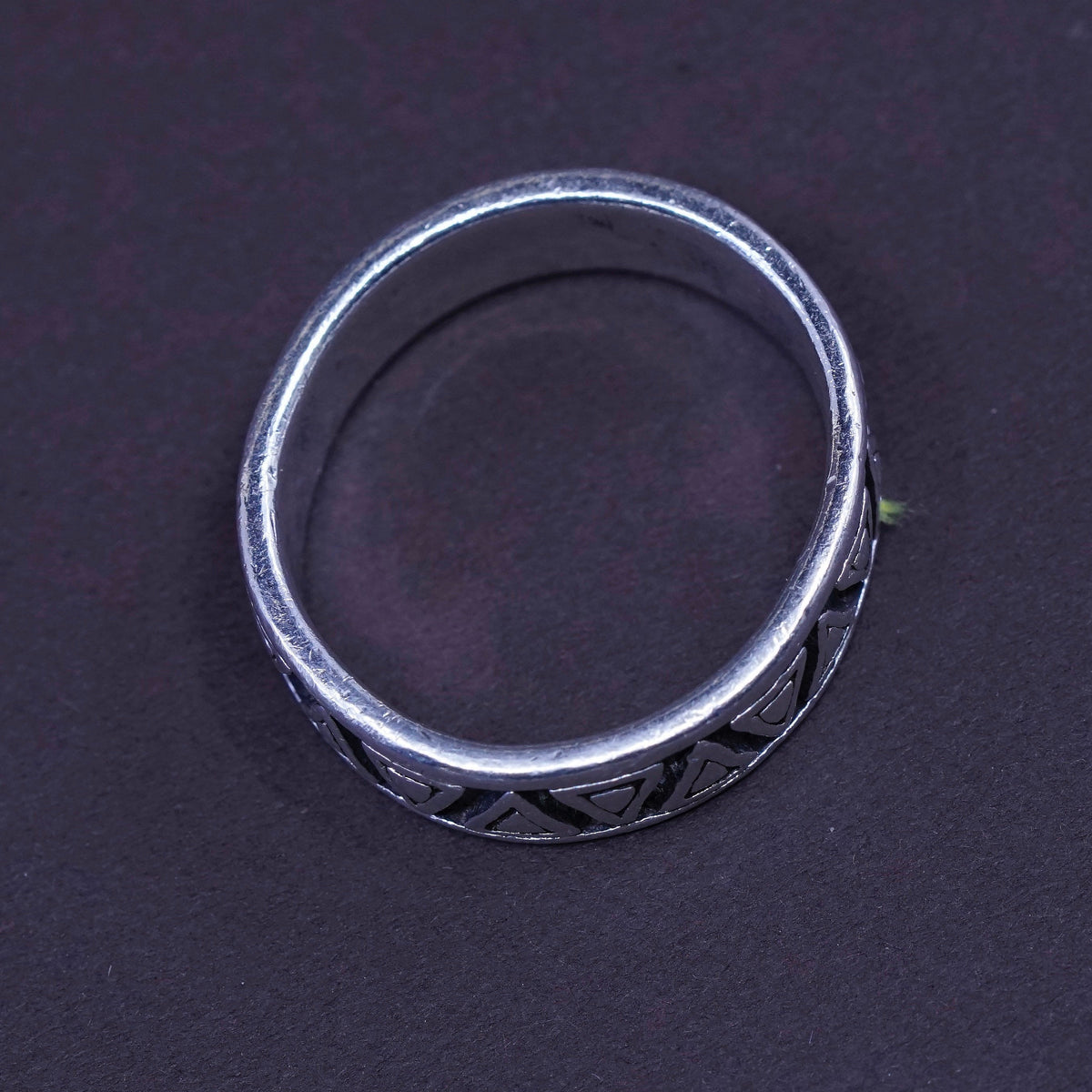 size 9.75, vtg PSCL Sterling silver handmade ring, 925 triangular textured band