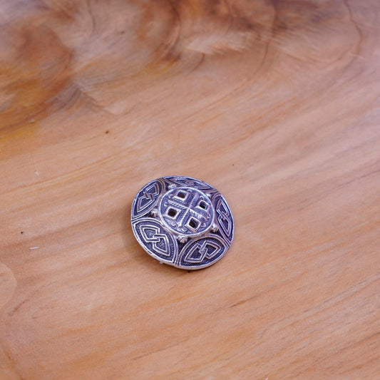 vtg handmade David Andersen sterling 925 silver circle woven textured brooch