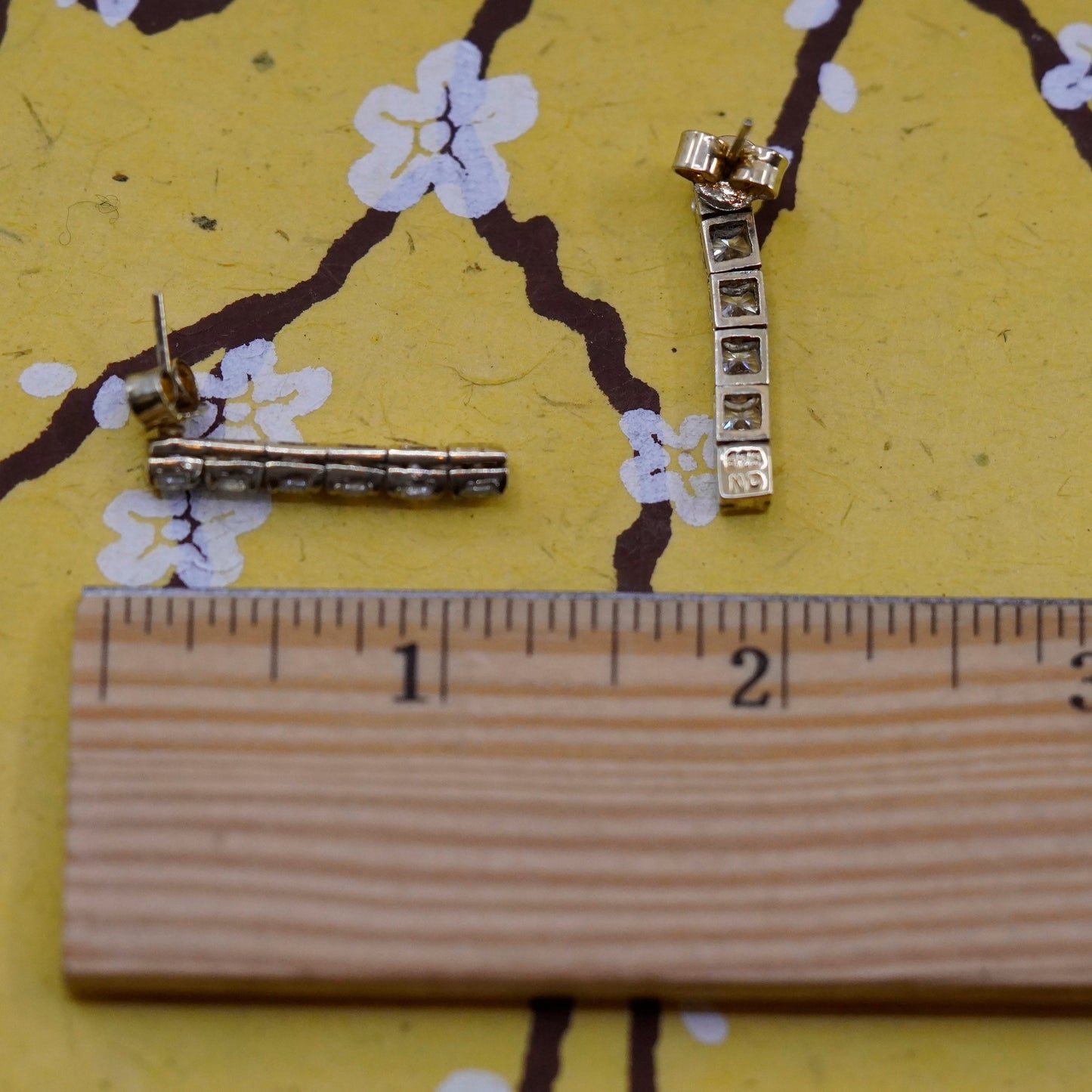 Vintage vermeil gold over Sterling 925 silver handmade earrings with CZ