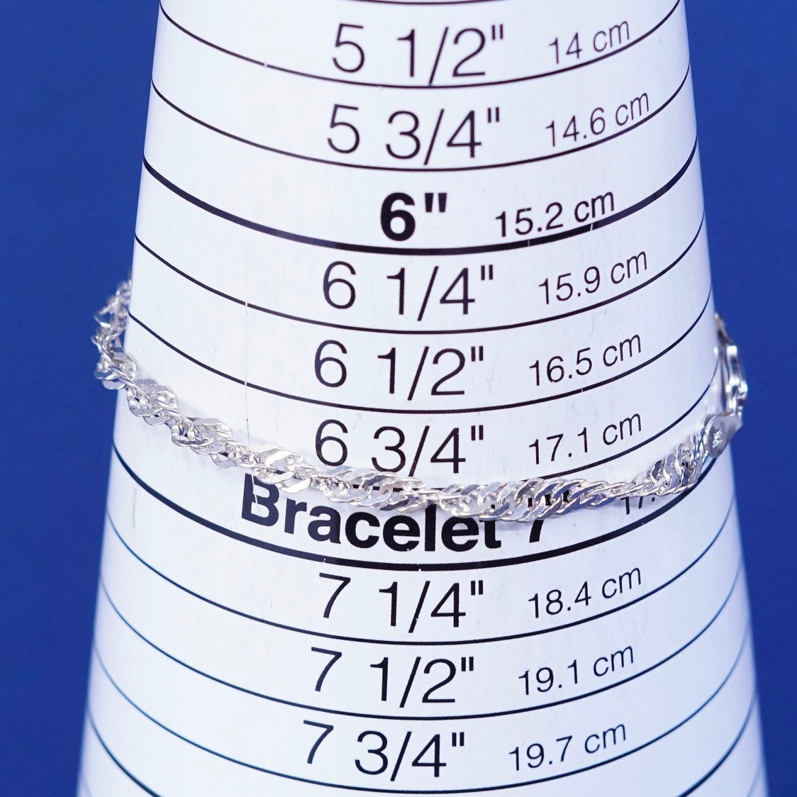 7", 5mm, vtg Italy IBB Sterling silver handmade bracelet 925 twisted curb chain